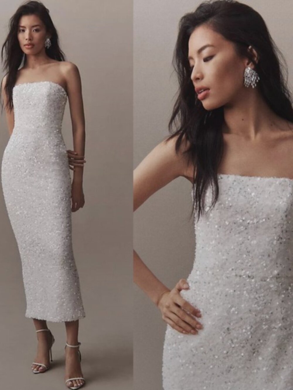 Stunning Helsi Leslie Strapless Sequin Midi Dress White - Size XS -Retails $395